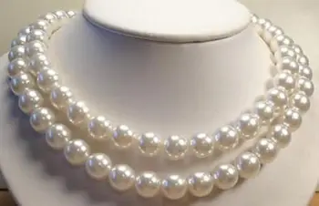

Long 36"10mm White South Sea Shell Pearl Necklace AAA Grade AW a(5.18)