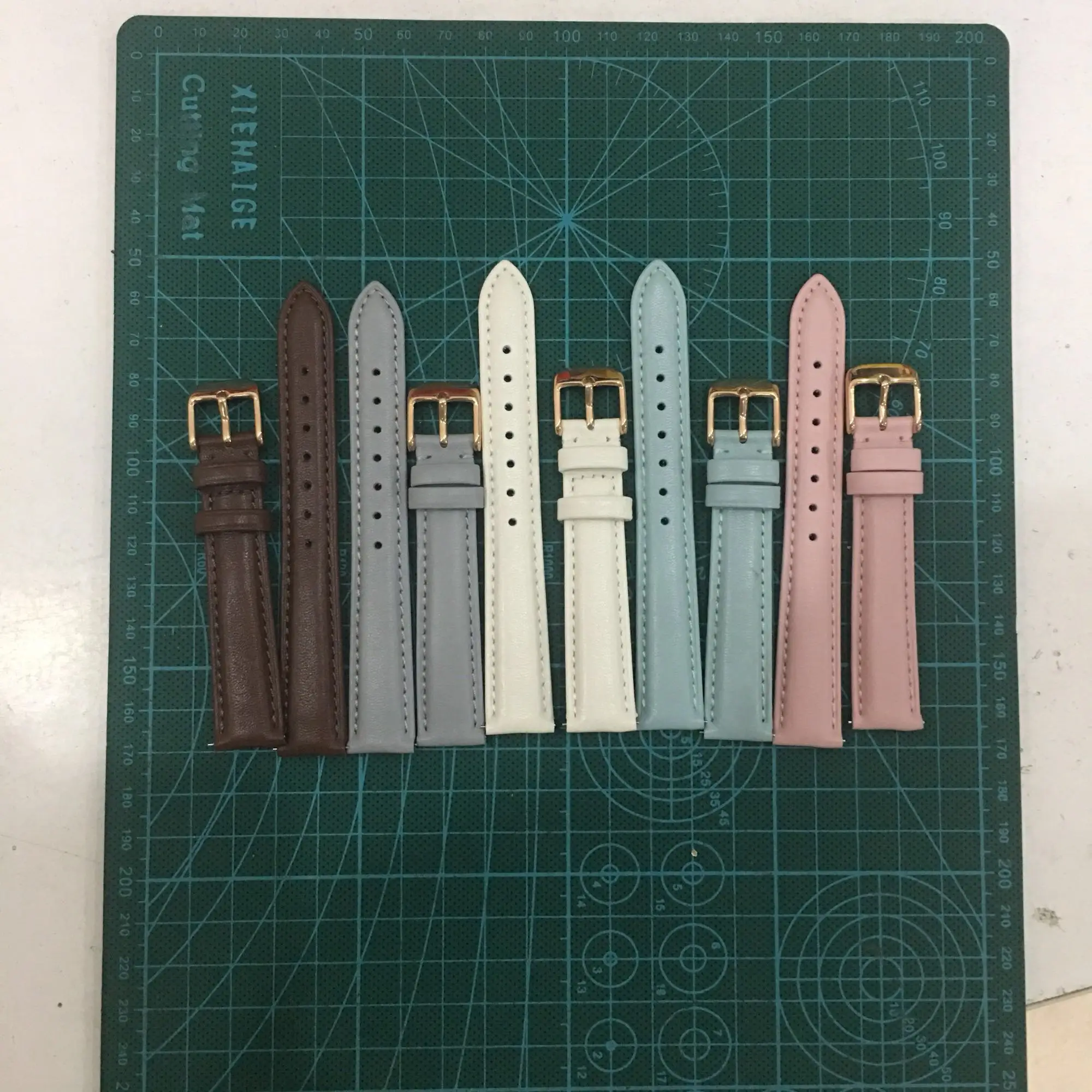 

New Smooth Genuine Leather Watchband 12 14 16 17 18 19 20mm Pink/Blue/Brown/Grey Breathable Calfskin Strap Pin Buckle for Brands