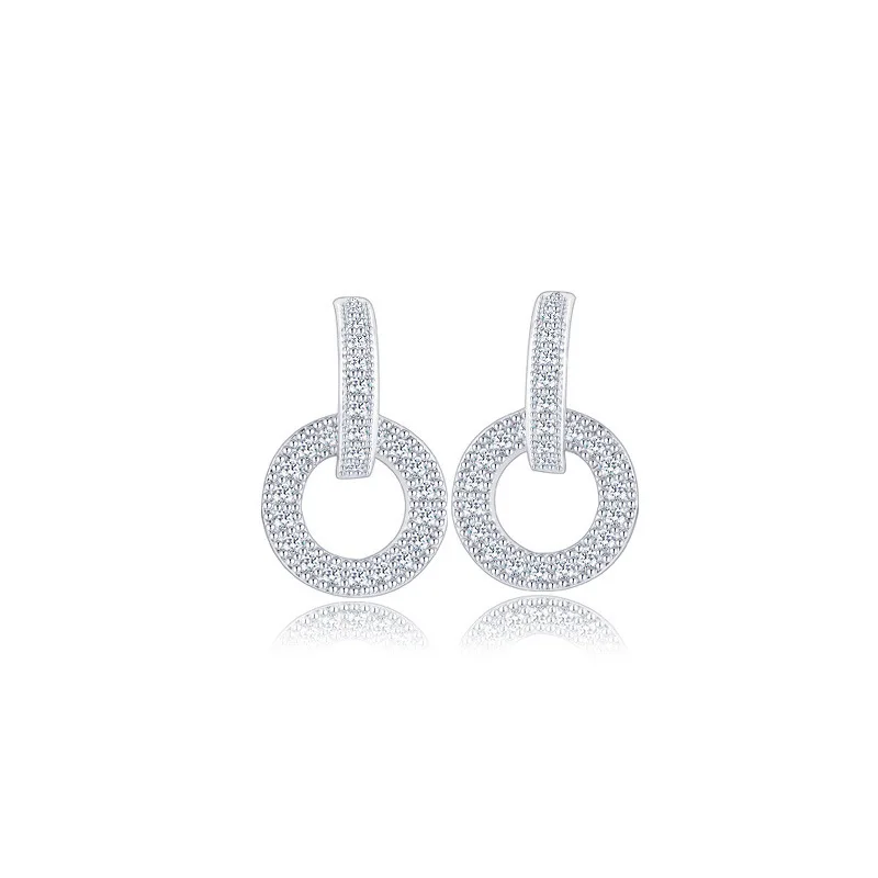 

Korean Fashion Silver Pin Earrings 100-lap Ring Zirconia Earrings Elegant Temperament Earrings Factory Direct Wholesale Sales