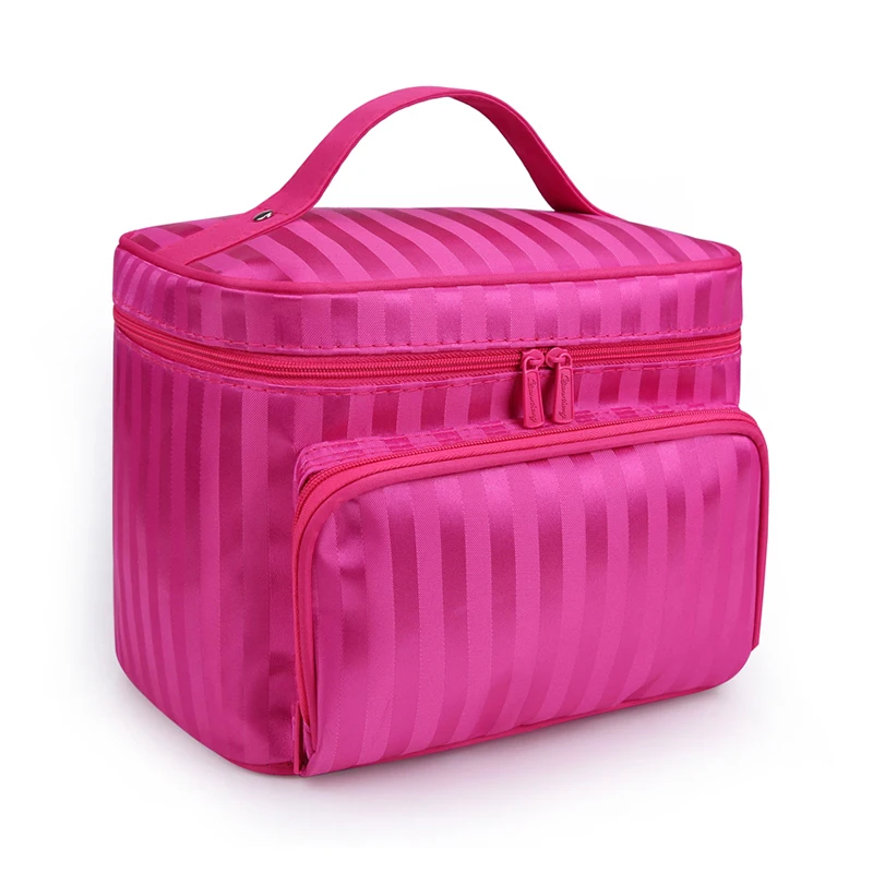 Striped Pattern Woman Cosmetic Bags Organizer Makeup Bag Folding Travel