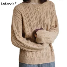 Lafarvie New Elegant Knitted Cashmere Sweater Women Tops Autumn Winter O-neck Loose Thick Pullover Female Casual Warm Pull Femme Lafarvie New Elegant Knitted Cashmere Sweater Women Tops Autumn Winter O-neck Loose Thick Pullover Female Casual Warm Pull Femme