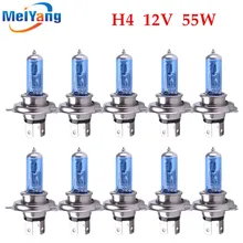 10 шт. H4 55 Вт 12 в супер белый противотуманный светильник s галогенная лампа высокой мощности автомобильный головной светильник, автомобильный светильник, автомобильный светильник, парковочная головка
