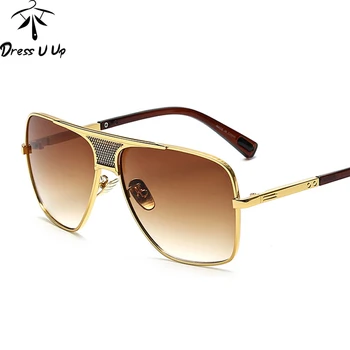 

DRESSUUP Retro Metal Frame Sunglasses Men Brand Square UV400 Fashion Male High Quality Sun Glasses Oculos De Sol Masculino