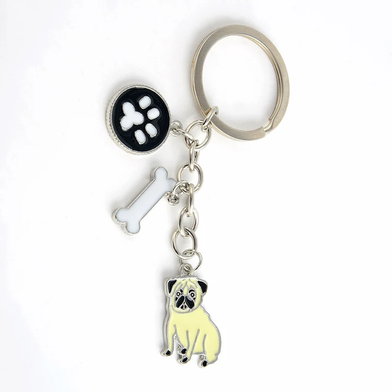 Pug Cane Corso dog брелки для мужчин и женщин Серебряный цвет металлическая подвеска для собаки из сплава сумка Шарм автомобильный брелок держатель брелок - Цвет: Pug