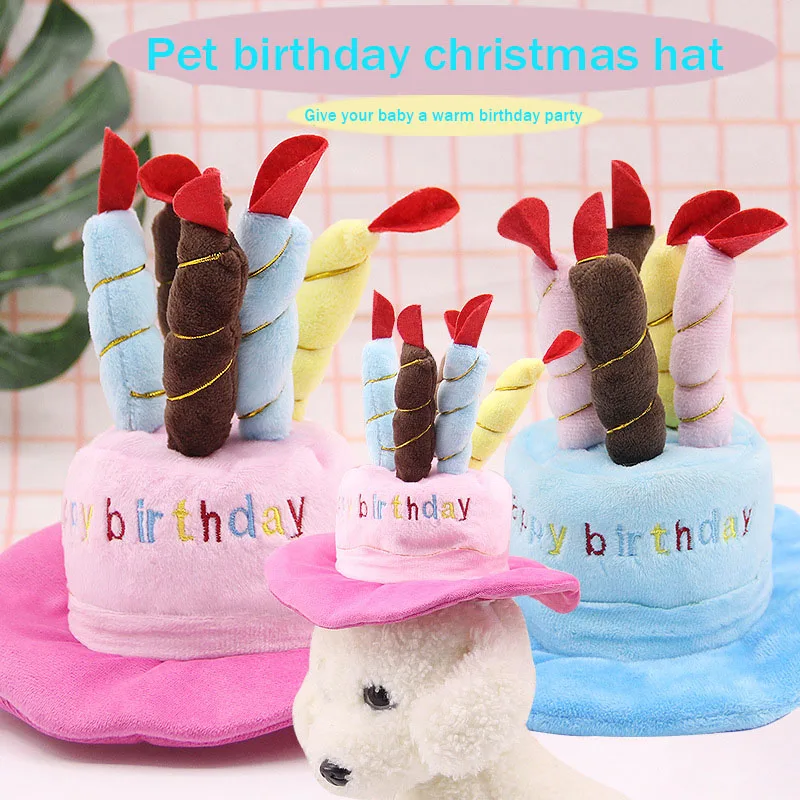 

Cat Dog Pet Happy Birthday Party Hat with Cake Candles Design Birthday Party Costume Headwear Accessory Goods For Dogs