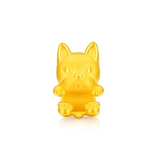 Чистый 24 K жёлтое золото собака кулон с веревкой браслет