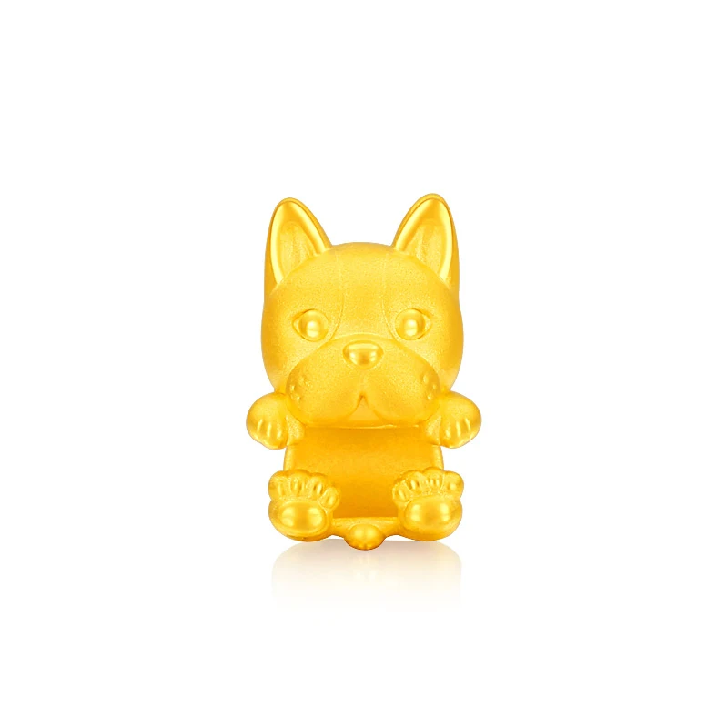 

Pure 24K Yellow gold Dog Pendant With String Bracelet