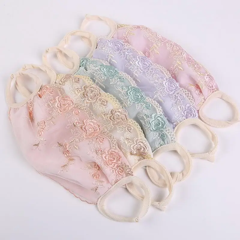 

New Summer Fashion lace women embroidered mask sun protective Shade anti-dust mask Mouth-muffle Anti Haze Mask Can be cleaned