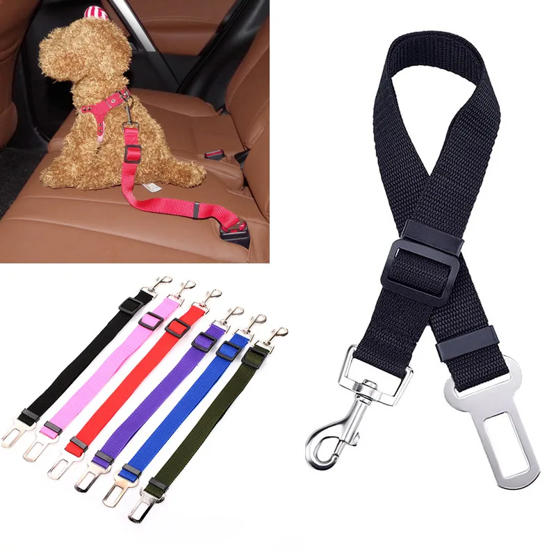 Nylon Dog Seat Belt Collar Clip Pet Car Seatbelt Harness Collar Leash