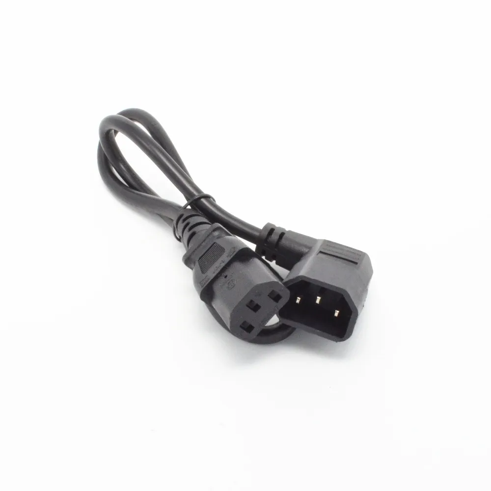 60 см длина правый Угловой IEC 320 C14 папа к C13 Женский Шнур удлинитель питания кабель