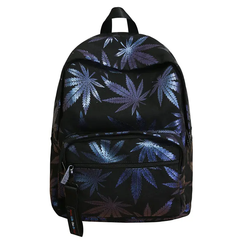 

canvas schoolbag Leaf Sequins printing backpack women travel shoulder bag female bagpack school bags for teenage girls Backpacks