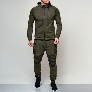 

Casual Tracksuit Men Jacket Joggers Sportswear Set Solid Color Autumn Hoodies Sweatshirts Men Clothes chandal hombre MY053