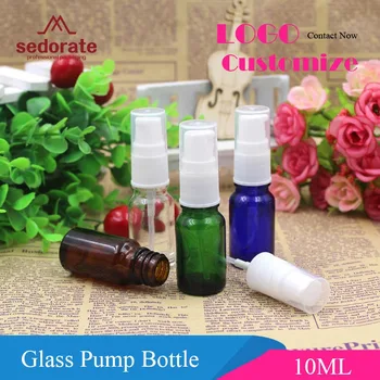 

Sedorate 30 pcs/Lot Glass Pump Bottle For Cosmetic Cream Containers 10ML Amber Glass Travel Makeup Bottles Packaging YM024