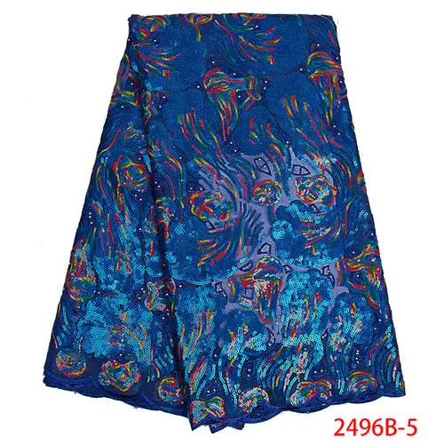 Высокое качество кружевная ткань модная органзовая кружевная ткань африканская кружевная ткань с блестками для вечерние платье APW2496B - Цвет: 2496B-5