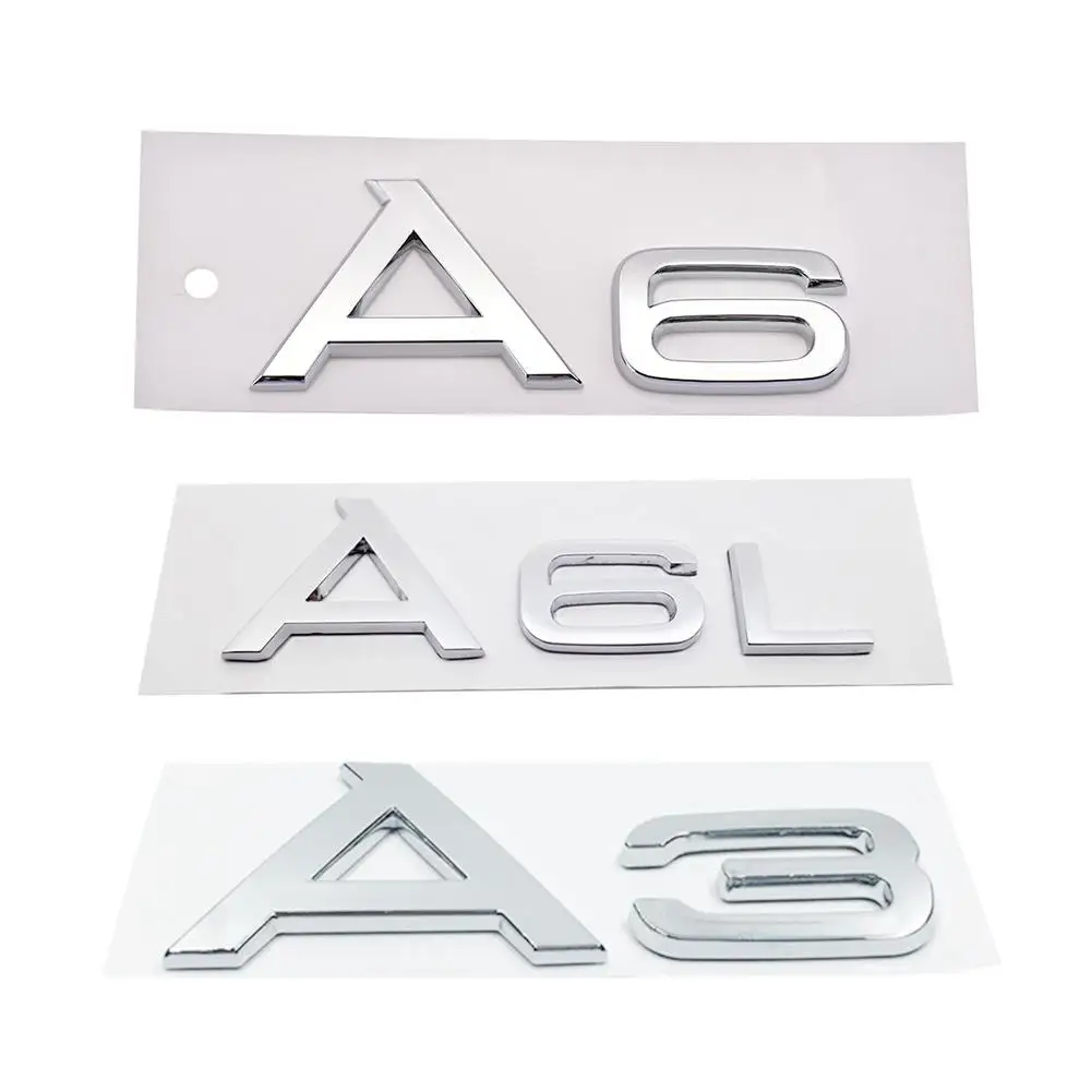 

3D Metal Silver Rear Trunk Letters Grille Head Decal Chrome Badge Emblem Sticker Car Sticker for Audi A3 A6 A6L Car-Styling