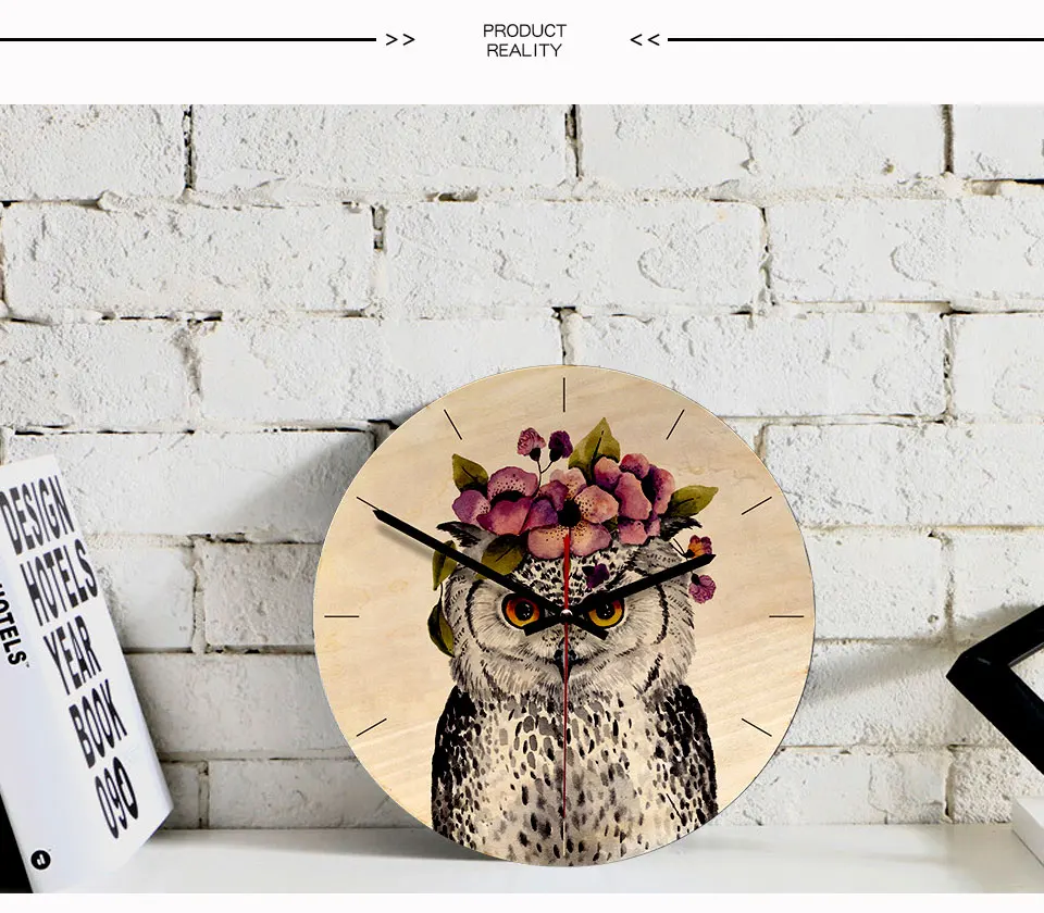 Aliexpress.com _ Buy 11 Inch Wooden Wall Clock Cartoon Owl Painting Wall Watch Modern Wall Decoration Kids Room Silent Quartz Relogio De Parede from Reliable Wall Clocks suppliers on Mitai Decoration Store - 3