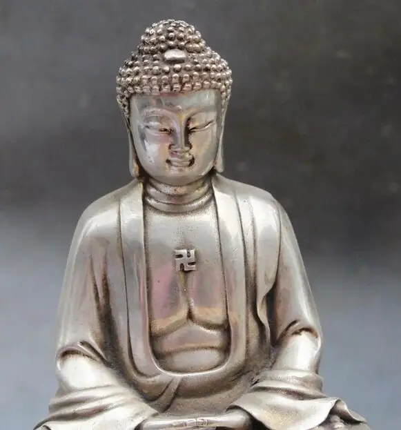 Gpzj 13CM Collectables Bouddhisme Bronze Shakyamuni Sakyamuni Amitabha Bouddha Statue Figurine//Cadeaux//Bureau//Ornement//Artisanat//D/écorations pour La Maison