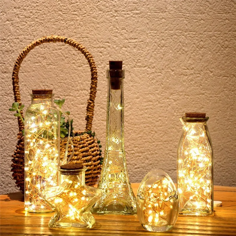 vinho luzes em forma de cortiça estrelado