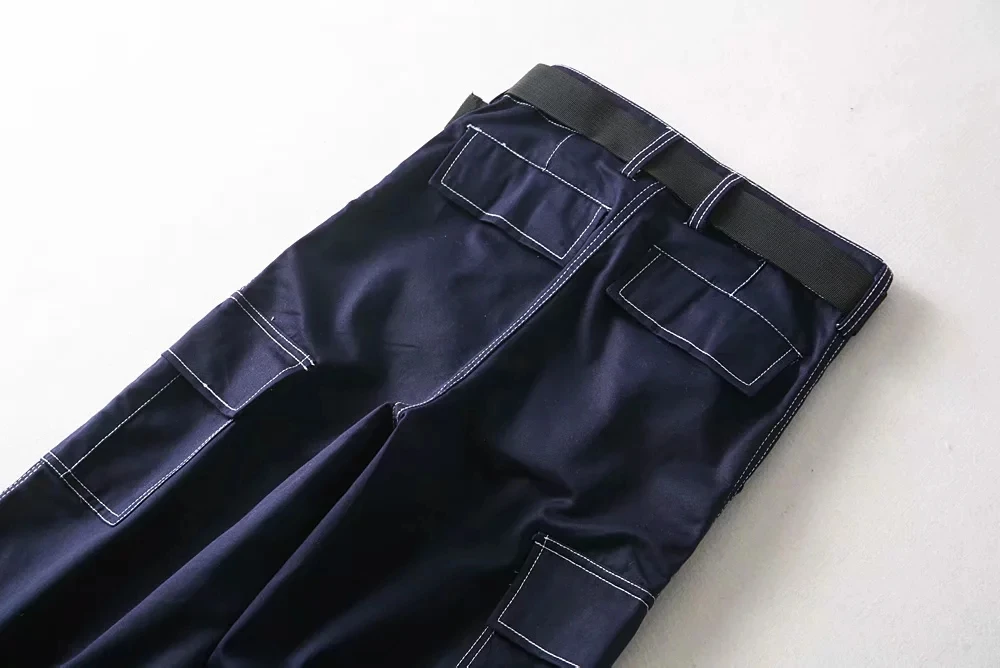 Женские брюки-карго с высокой талией, женские брюки-джоггеры с карманами и поясом, спортивные брюки, женские свободные брюки, уличная одежда, Корейская