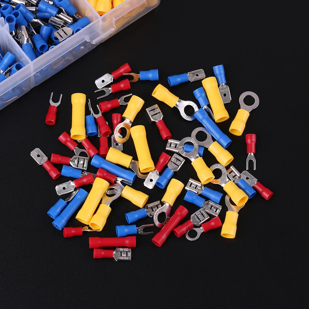 

1200PCS Practical Insulated Ring Fork Set Cable Wire Terminal Assorted Electrical Wiring Connectors Crimp Terminals Kits
