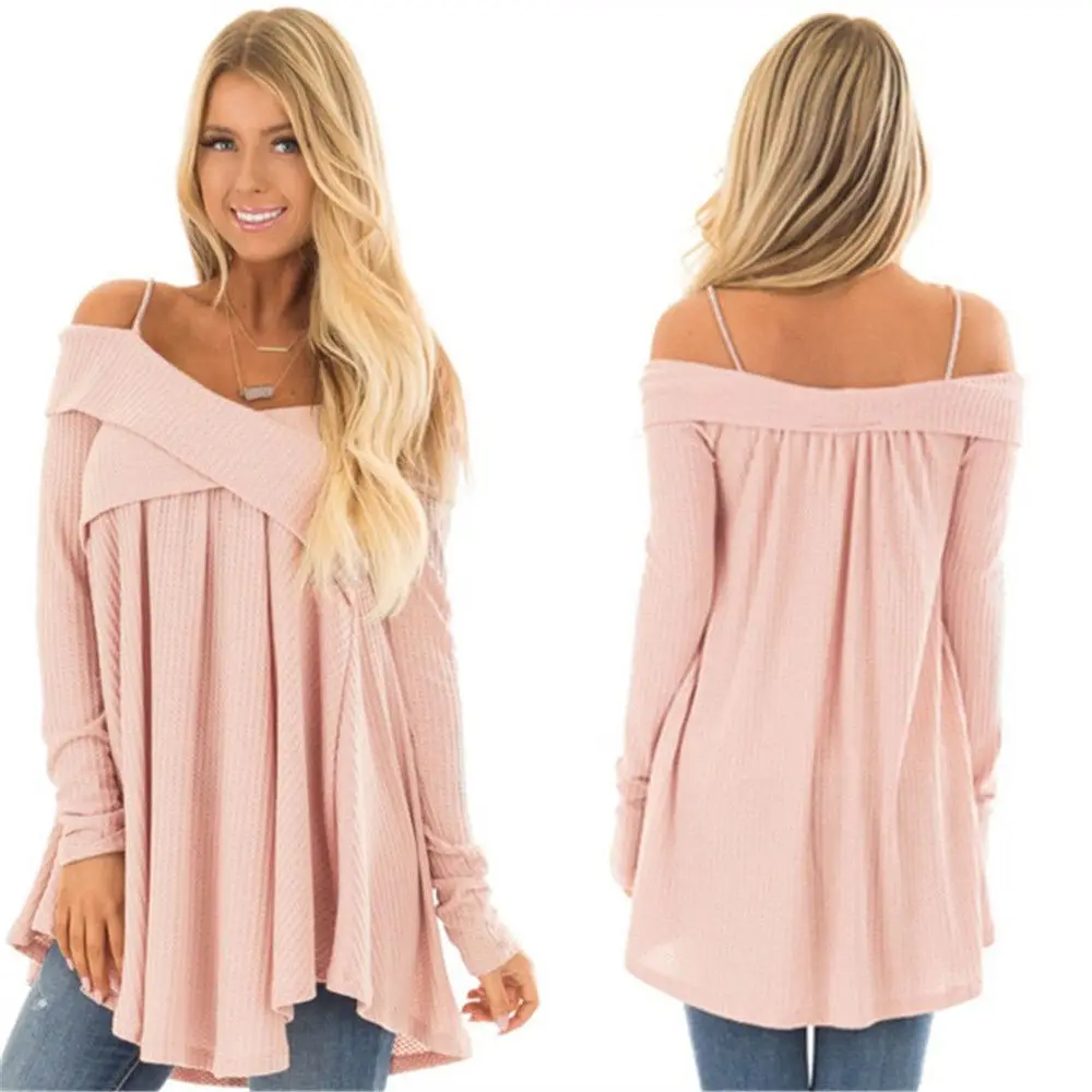 2018Hot style fall fashion trend bare shoulder strap long sleeve cross stitch sweater streetwear 2018Hot style fall fashion trend bare shoulder strap long sleeve cross stitch sweater streetwear