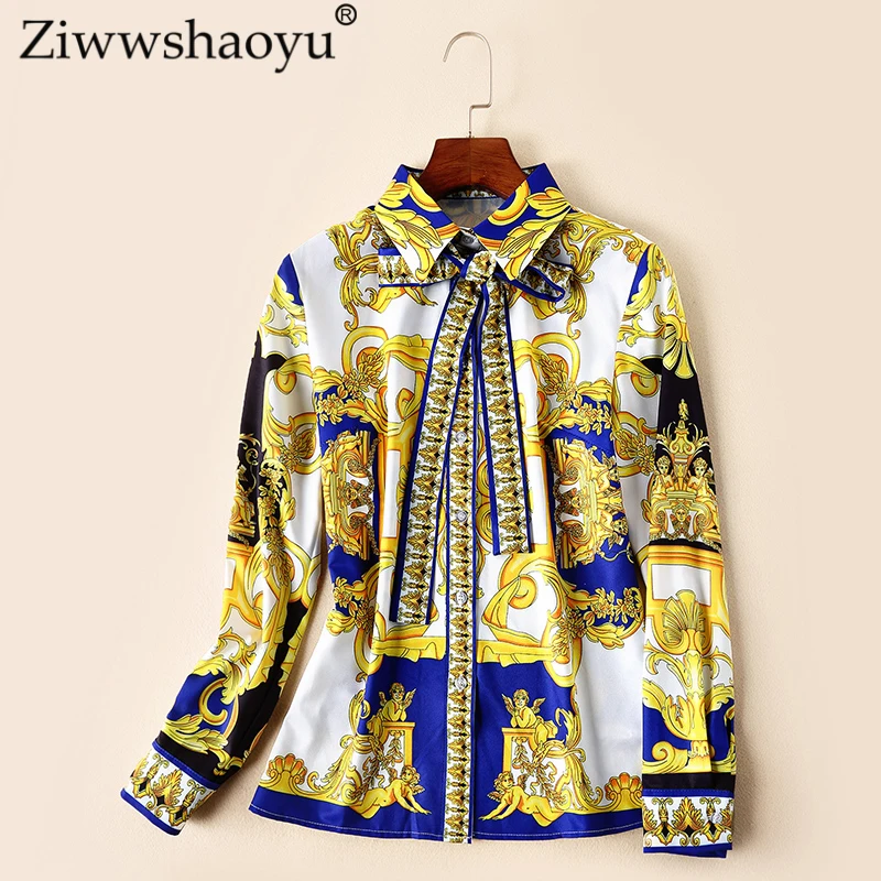 Ziwwshaoyu 2018 الخريف عالية الجودة جديد مجموعة مكتب سيدة بدوره إلى أسفل طوق القوس طباعة معطف + السراويل ضئيلة مزاجه مجموعة Ziwwshaoyu 2018 الخريف عالية الجودة جديد مجموعة مكتب سيدة بدوره إلى أسفل طوق القوس طباعة معطف + السراويل ضئيلة مزاجه مجموعة