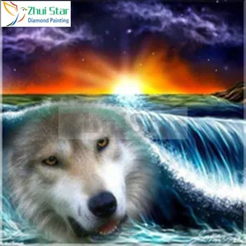

Zhui star Diamond Embroidery Animal Wolf Falls Full DIY Diamond Painting Cross Stitch 3D Diamond Mosaic Bead Picture Decor gx