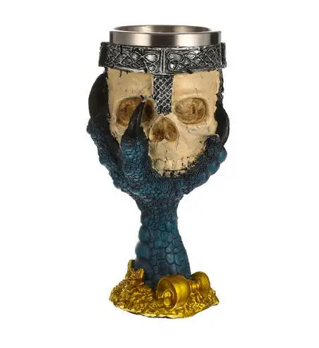 Resin stainless steel goblet skeleton head red wine glass bar special export hawk grab cup | Дом и сад