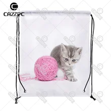 Милый Кот Розовый шерстяной узор высокого качества индивидуальный принт нейлон ткань шнурок рюкзак подарочный