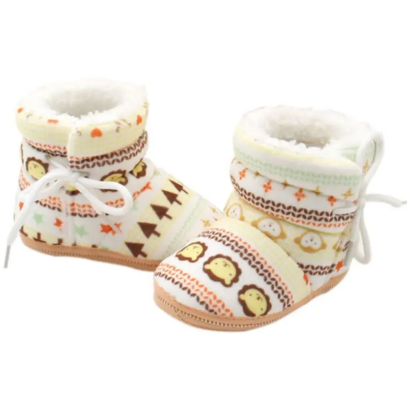 Милые детские ботинки; Весенняя теплая мягкая детская обувь с принтом в стиле ретро; мягкие ботинки с хлопковой подкладкой для маленьких мальчиков и девочек; 6-12 месяцев - Цвет: YTM977K