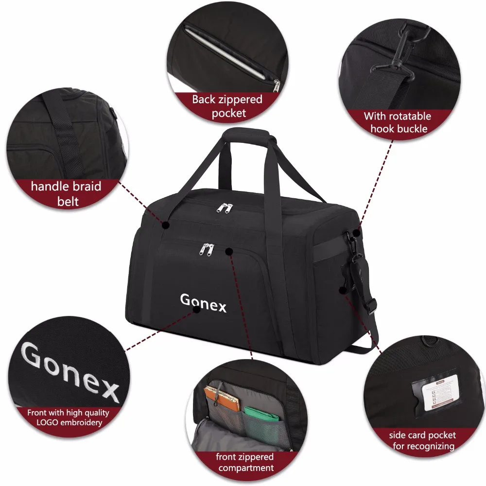 GONEX 60L Портативная сумка для путешествий Большая вместительная багажа удобная на