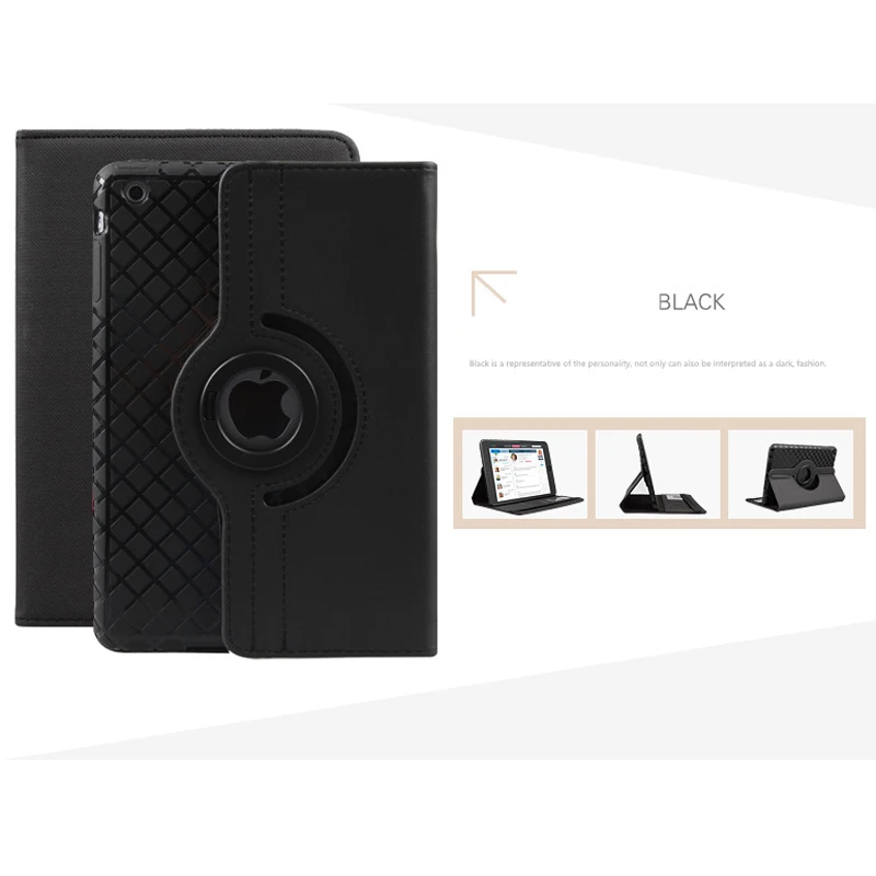 

360 Degree Rotating PU Leather Stand Flip Folio Ultra thin Screen Protector Cover for Apple ipad mini 2/3 tablet Case