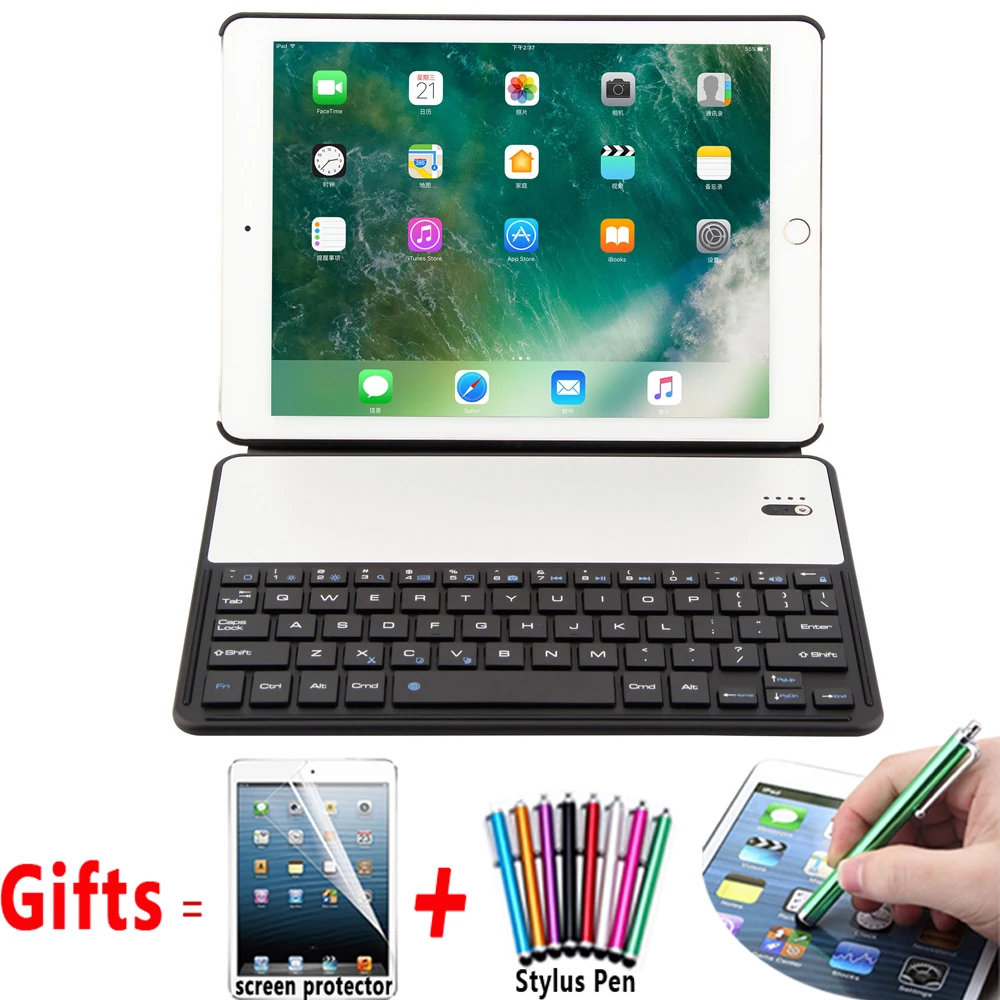 Aluminum Alloy Wireless Bluetooth Keyboard Case Cover for Apple iPad Air 1 2 Pro 9.7 New iPad 9.7 2017 2018 Coque Capa Funda Aluminum Alloy Wireless Bluetooth Keyboard Case Cover for Apple iPad Air 1 2 Pro 9.7 New iPad 9.7 2017 2018 Coque Capa Funda