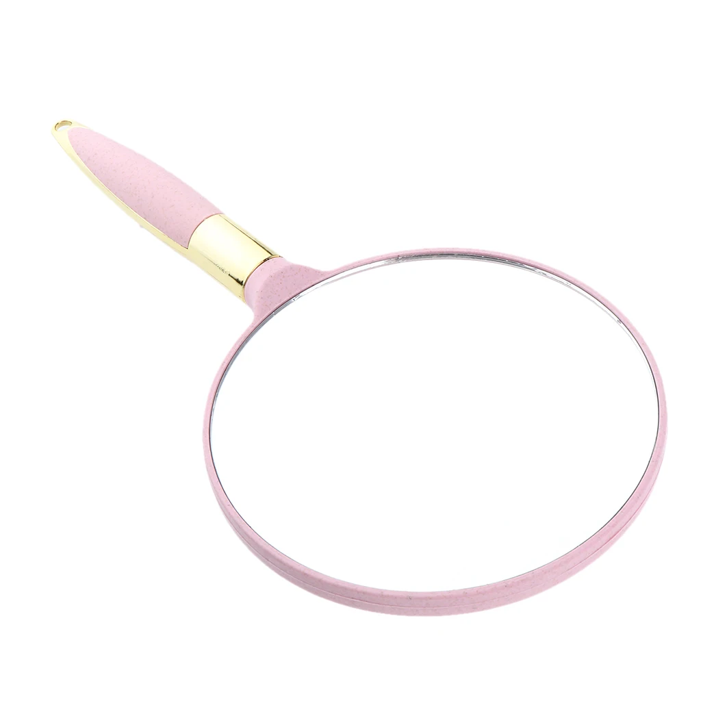 Round Hand Held Mirror with Handle Bathroom Makeup Mirror with Hook Hole for Home Salon Travel - Pink/Beige/Blue Optional