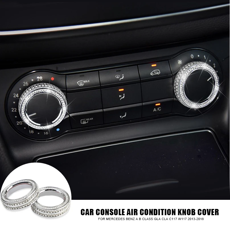 Алмазная Автомобильная консоль ручка кондиционера Накладка для Mercedes Benz A B Class GLA