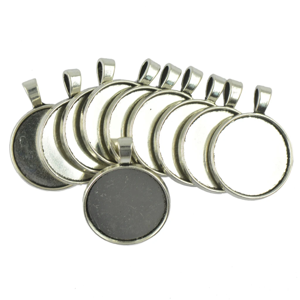30 Pieces Blank Bezel Tray Base For Pendants Cabochon Setting Jewellery DIY Necklaces Earrings Making Supplies	