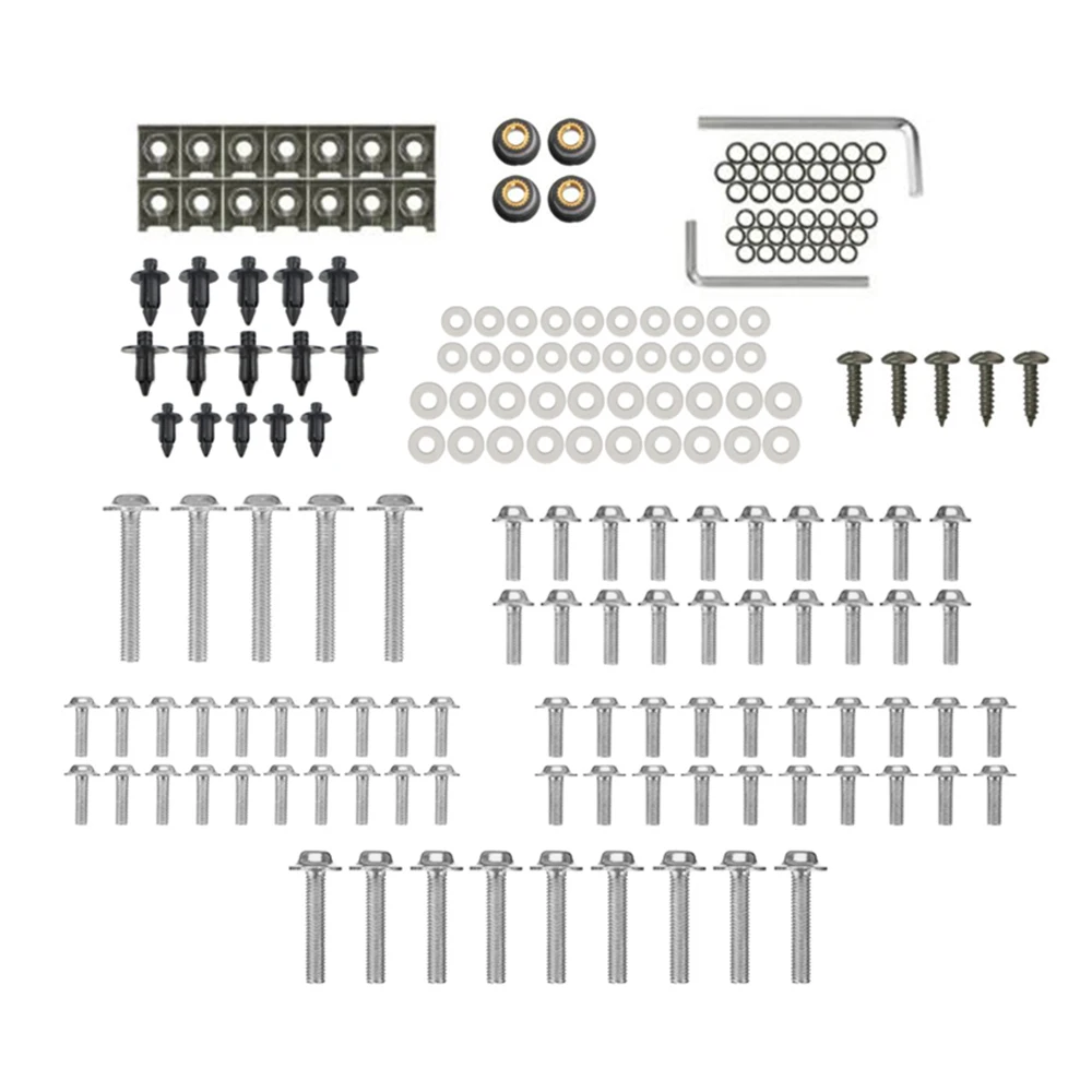 Аксессуары для мотоциклов Полный Обтекатель Болты Комплект болты для кузовных работ гайка для Yamaha YZF R6 R1 R3 R25 FZ07 FZ09 - Название цвета: silver