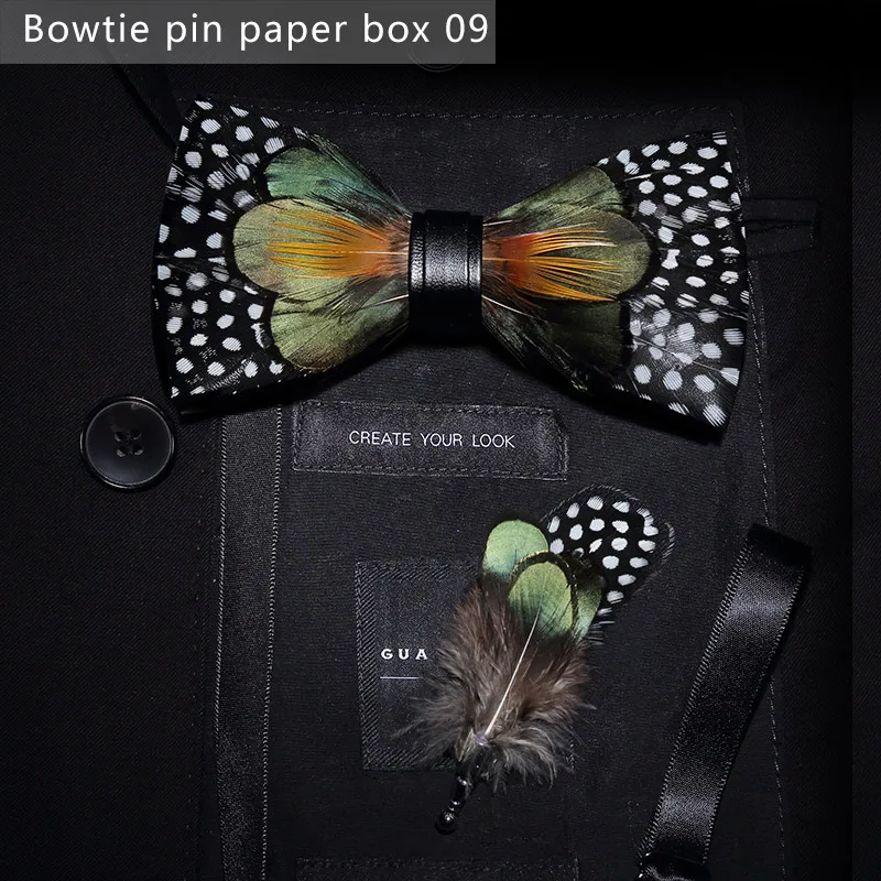 Bowtie pin paperbox9 JEMYGINS, дизайн, галстук-бабочка, перо, бант, изысканная ручная работа, Мужская брошь для галстука-бабочки, деревянная булавка, подарочный набор, Свадебная вечеринка - Цвет: Bowtie pin paperbox9