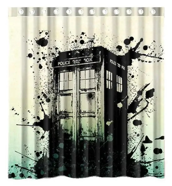 Doctor Who Cool Painting Police Box Printed Polyester Shower Curtain 66