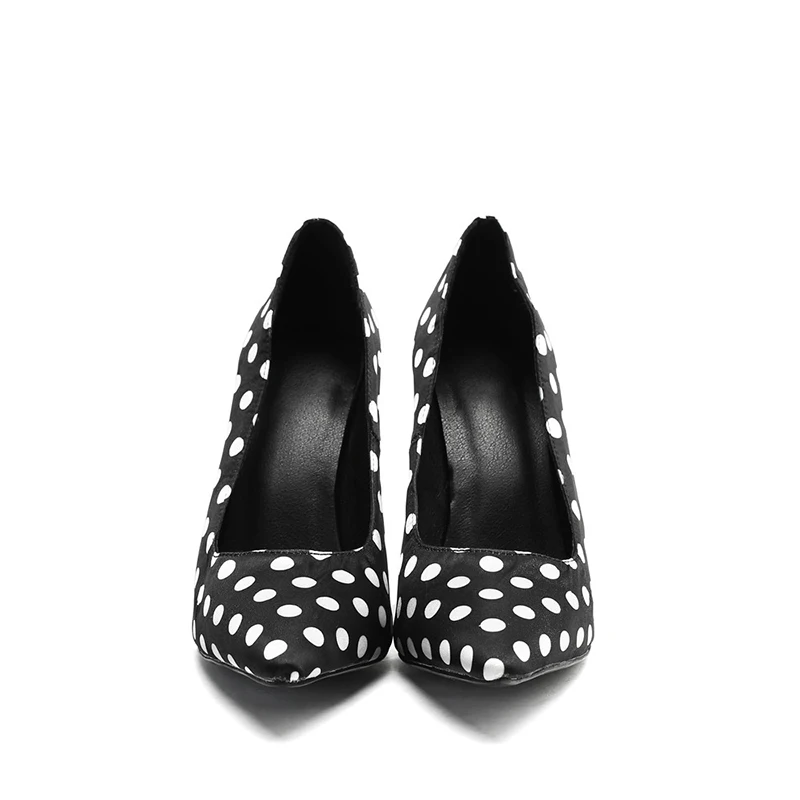 Bout Parti Printemps Talons Pointu Peu Profonde Noir Chaussures Femme Polka Mouillé Dot Femmes Nouveau 2019 Baiser Pompes Mince Haute nYxPt0wqZ