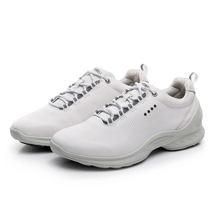 Мужские Нескользящие кроссовки для бега удобные уличные из натуральной кожи износостойкие спортивные кроссовки 837514 - Цвет: White
