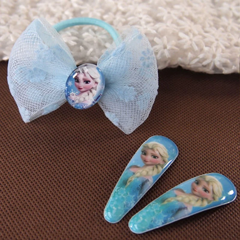 Disney Pretend Play Frozen Elsa Anna Cartoon Character Pattern Children's Beauty Hair Hairpin Bow Headdress Set Gift For Girls Disney Pretend Play Frozen Elsa Anna Cartoon Character Pattern Children's Beauty Hair Hairpin Bow Headdress Set Gift For Girls