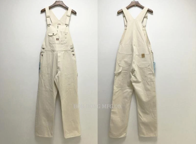 BOB DONG 40s Three-In-One Pocket High Back Vintage Overalls Men's 13oz Denim Jumpsuit White Cottonseed Hulls 2