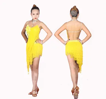 

Luxury Latin Dance Dresses Performance Costumes Sexy Sparkly Rhinestones Fringe Dress For Women Girls Stage Competiton Clothing