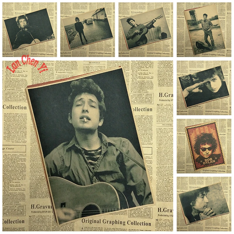 

Nostalgic Music Kraft Paper Poster Bob Dylan Bar Cafe Creative wallpaper Interior Decoration