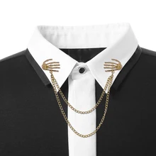 2017 Popular Ocidental Estilo Retro Do Punk Crânio Shougu Garra Broche Shirt Collar Pin Collar Cadeia Liga Fábrica Direct-Y069