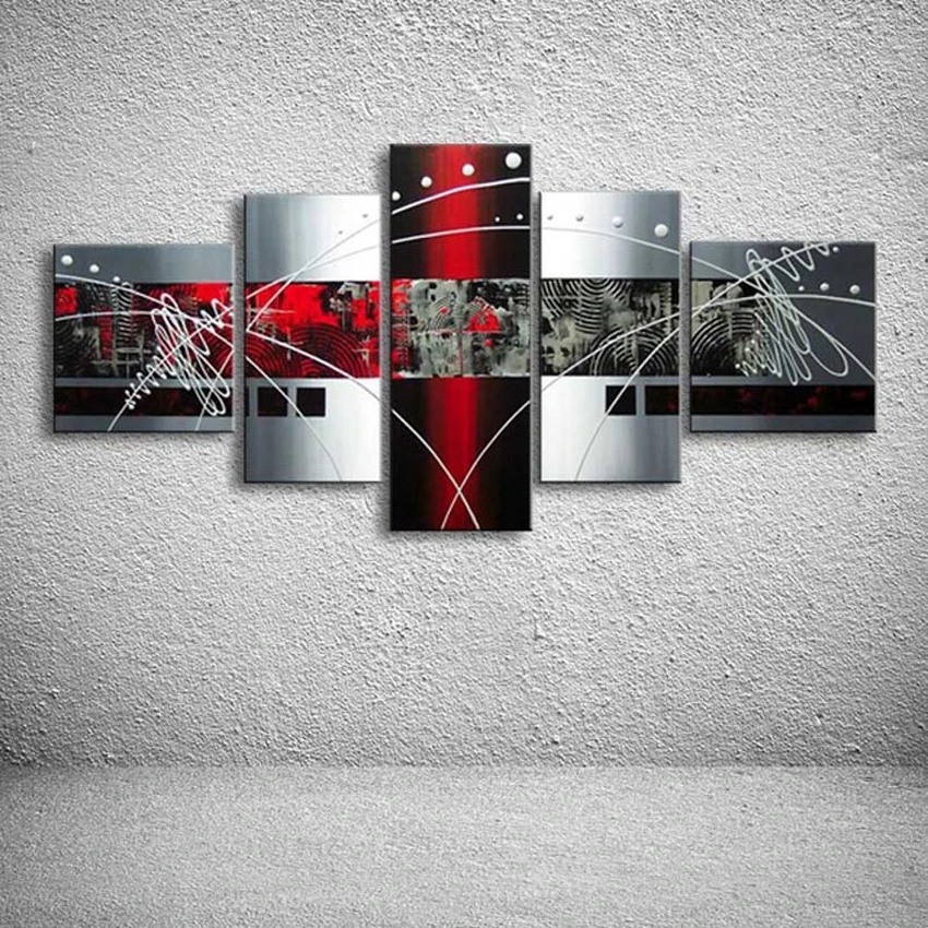 

Wall Art Modern Hand-painted wall art picture home decoration abstract image oil painting on canvas 5pcs/set for living room