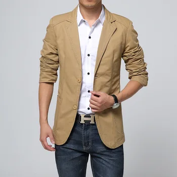 

New Spring Autumn Luxury Men Blazer Fashion Brand High Quality Cotton Slim Fit Men Suit soft comfortable Blazers plus size