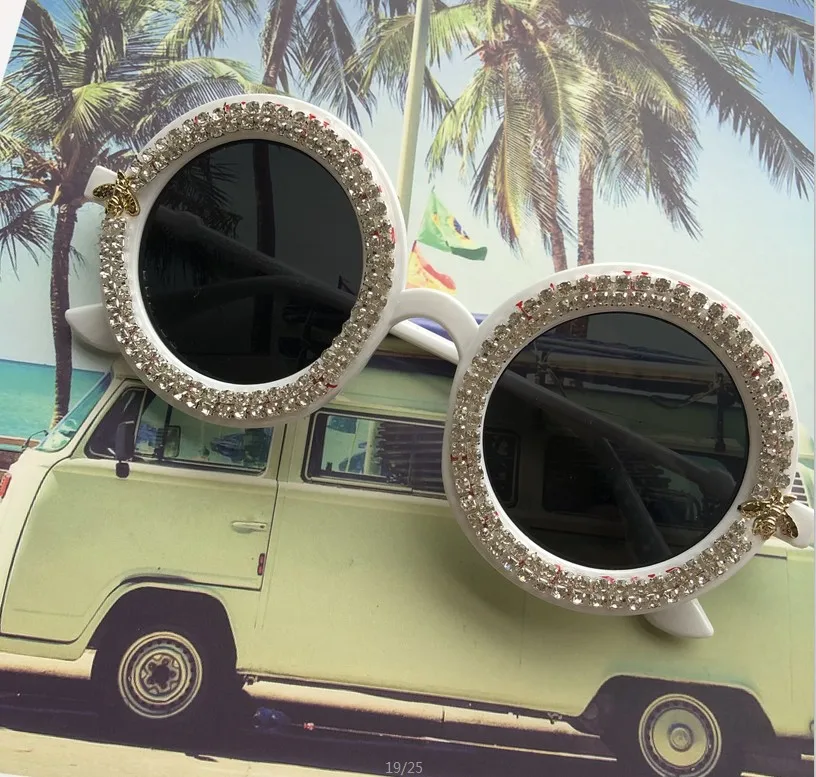 ZAOLIHU летние цветочные солнцезащитные очки 10 видов конструкций ручной работы с кристаллами и бриллиантами для женщин и мужчин круглой формы винтажные очки Gafas de sol - Цвет линз: C10