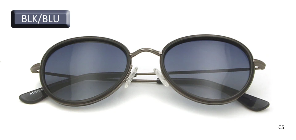 SORBERN Мужской винтажный стиль маленькие круглые поляризационные солнцезащитные очки для женщин сплав металлические оправы зеркальный объектив высокого качества oculos de sol - Цвет линз: Black Blue